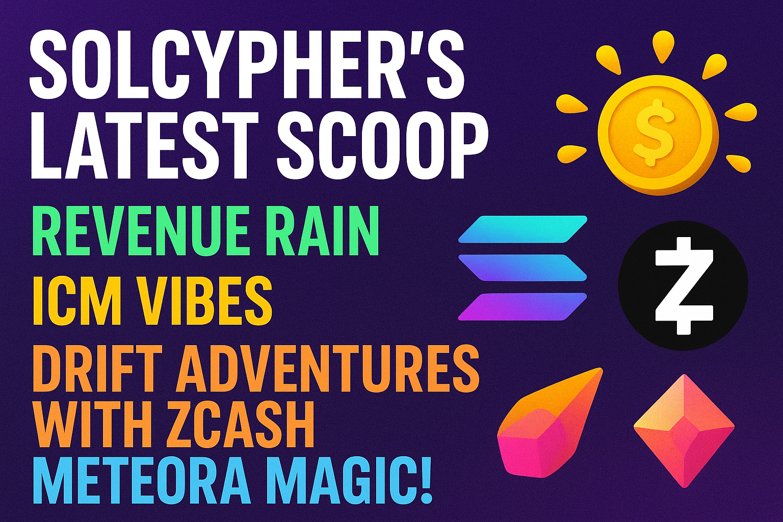 SolCypher’s Latest Scoop: Revenue Rain, ICM Vibes, Drift Adventures with Zcash, and Meteora Magic!